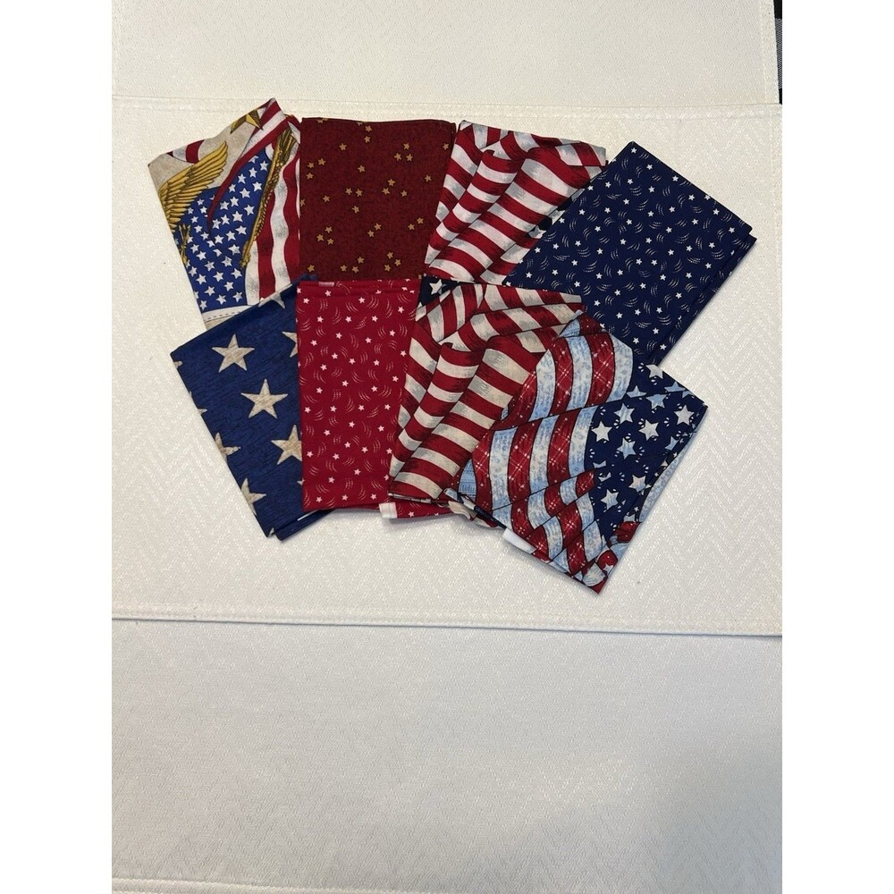 V.I.P By Cranston Americana Asst. 8 Fat Quarters 18” X 22” Cotton Fabric Cuts